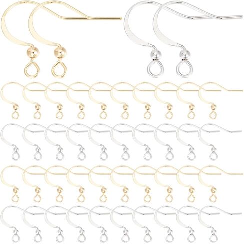SUNNYCLUE 1 Box 120Pcs Real Platinum Plated Earring Hooks Ear Wire Hooks with Ball Brass French Earring Fish Hook Silver Earwires Findings for Jewelry Making Accessories Supplies DIY Dangle Earrings in Saudi Arabia