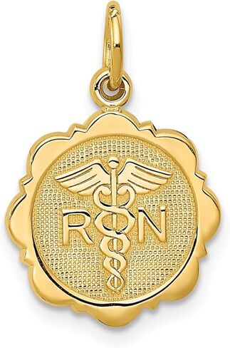 Jewelry Affairs 14k Yellow Gold RN Registered Nurse Disc Charm Pendant, 14mm in Saudi Arabia