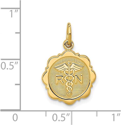 Jewelry Affairs 14k Yellow Gold RN Registered Nurse Disc Charm Pendant, 14mm in Saudi Arabia
