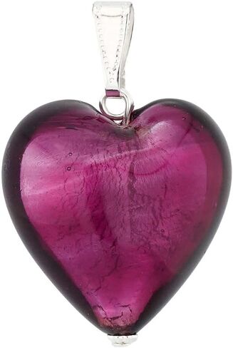 Glass Of Venice Murano Glass Heart Pendant - Silver Purple in Saudi Arabia