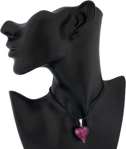 Glass Of Venice Murano Glass Heart Pendant - Silver Purple in Saudi Arabia
