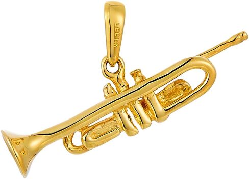 14k Yellow Gold Trumpet Charm Pendant in Saudi Arabia