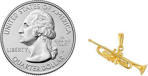 14k Yellow Gold Trumpet Charm Pendant in Saudi Arabia