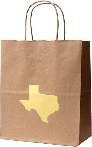 6 Texas Gift Bag with Gold Foil State of Texas Shape Kraft Gift Bag Rose Size 5.25 x 3.5 X 8.5 Inches in Saudi Arabia