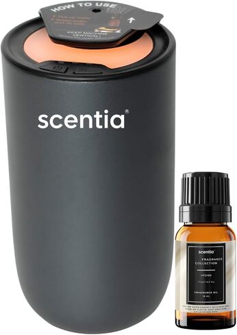 مجموعة أدوات نشر الزيوت العطرية بدون ماء من سينتيا ميني بود ومعطر السيارة الذكية - أوضاع مزدوجة للسيارة/المنزل، إيقاف تلقائي، 3 مستويات للضباب/الإضاءة المحيطة، بخاخات محمولة قابلة لإعادة الشحن - تيتانيوم in Kuwait