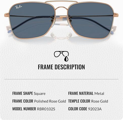 Ray-Ban RBR0102S CARAVAN REVERSE Square Shaped Sunglasses for Men & Women with Official RAYBAN Eyewear Kit in Saudi Arabia