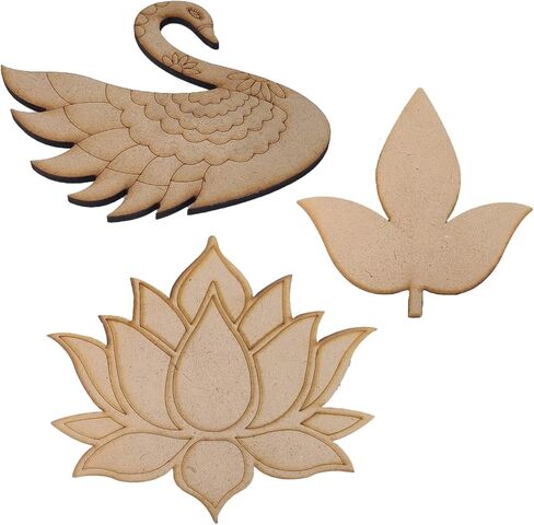 Pre-Marked Laser Cut MDF Cutouts 6x5.5 Inch (1 Set, Right + Left) Elephant 3mm Thick Wood Shapes Bases for DIY Painting Arts Wall Hanging Decoration in Kuwait