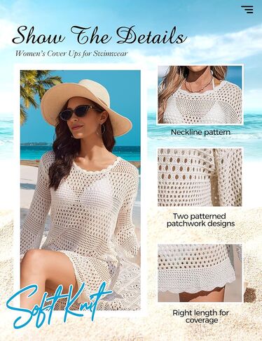 Buauty Womens Swimsuit Coverup Crochet Swim Cover Ups Bikini Bathing Suits Swimwear 2026 Summer Beach Dress Vacation Outfits in Saudi Arabia