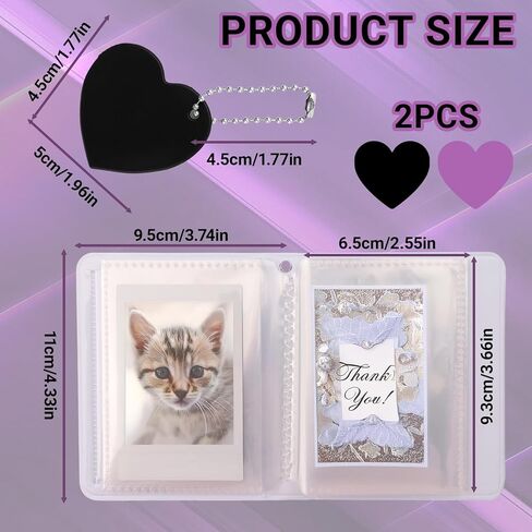 2PCS 3 Inch Photocard Binder, Mini Photo Album Kpop Photo Card Binder with Heart Hollow Design - PVC Photo Card Binder for IDs, Tickets, Collectibles PU Leather Binder Cover for Trading Card in Saudi Arabia