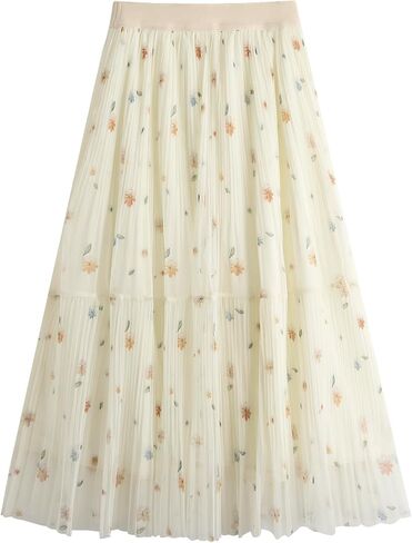 تنانير Verdusa النسائية ذات الثنيات الزهرية، ملابس بوهو شيك واسعة على شكل حرف A، تنورة طويلة للغداء in Kuwait