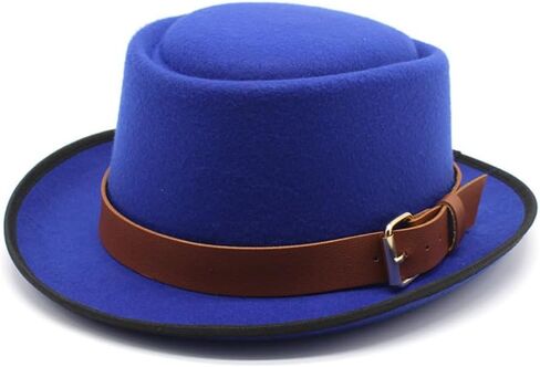 Classic Fedora Hat, Black Felt with Brown Leather Band, Wide Brim in Saudi Arabia