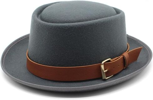 Classic Fedora Hat, Black Felt with Brown Leather Band, Wide Brim in Saudi Arabia