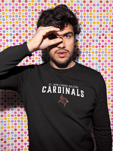 سويت شيرت CreatMyTee Saint John Fisher College Mascot Logo للجنسين برقبة دائرية - SJFU Cardinals Apparel in Saudi Arabia