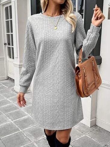 Women's Summer Bodycon Mini Dress Long Sleeve Crewneck Ribbed Knit Slim Fit Casual Sweater Dresses in Saudi Arabia