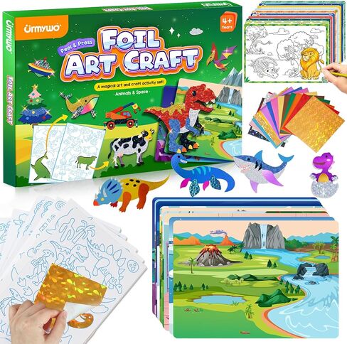 Foil Arts and Crafts for Kids Ages 4-8, Art Craft Supplies Kits, No Mess DIY Creative Travel Toys Activity, Coloring Sticker Books,Easter Basket Stuffers, Princess & Prince & Castle, Gifts for Girls in Kuwait