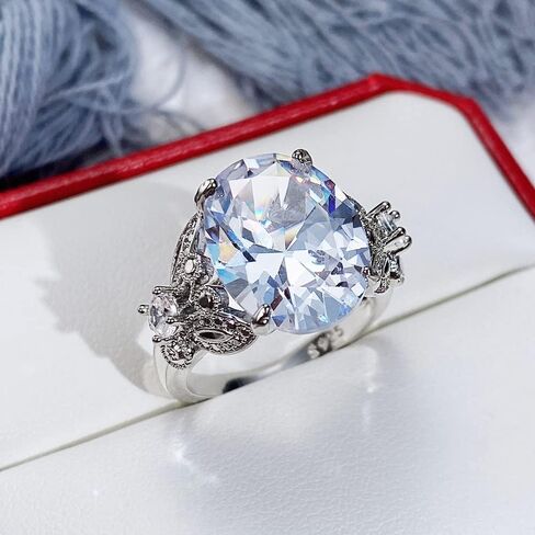 1pc Extra Large Oval Zircon Butterfly Ring Elegant Wedding Rings for Women Suitable for Dating and Parties Stunning Jewelry Gift in Saudi Arabia