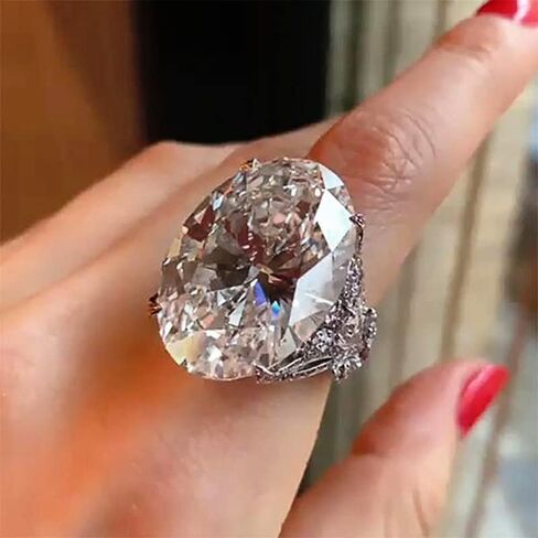 1pc Extra Large Oval Zircon Butterfly Ring Elegant Wedding Rings for Women Suitable for Dating and Parties Stunning Jewelry Gift in Saudi Arabia