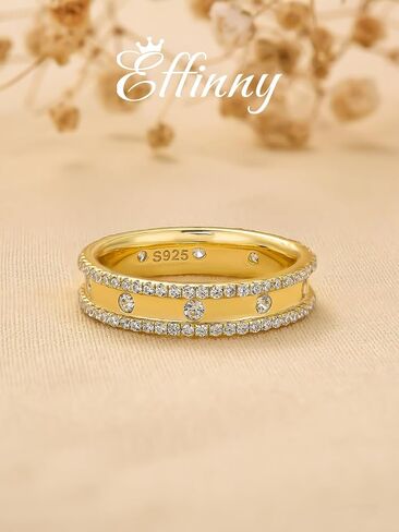 14K Gold Plated Wedding Ring for Women,925 Sterling Silver Stackable Eternity Travel Band in Saudi Arabia