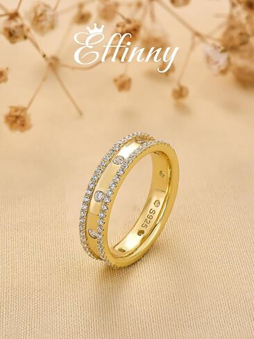 14K Gold Plated Wedding Ring for Women,925 Sterling Silver Stackable Eternity Travel Band in Saudi Arabia