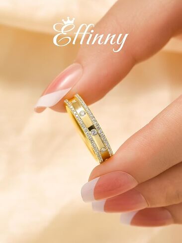 14K Gold Plated Wedding Ring for Women,925 Sterling Silver Stackable Eternity Travel Band in Saudi Arabia