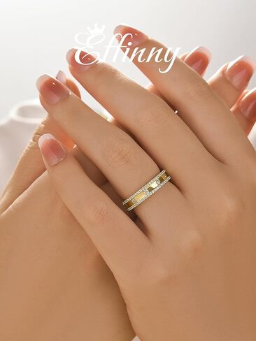 14K Gold Plated Wedding Ring for Women,925 Sterling Silver Stackable Eternity Travel Band in Saudi Arabia
