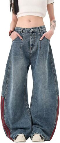 Baggy Jeans for Women Men Wide Leg Barrel Jeans Striped Loose Denim Pants Casual Sweatpants Vintage Clothes in Kuwait