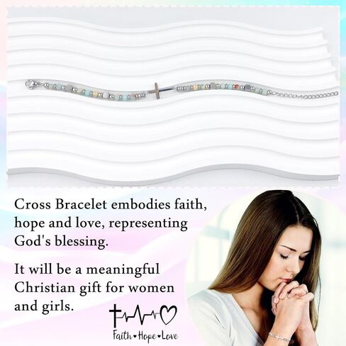 Cross Bracelet for Women, Christian Gifts for Women Her Confirmation Baptism Easter Gifts, Unique Gift for Friends Daughter Mom Sister in Christ Niece on Birthday Christmas in Saudi Arabia