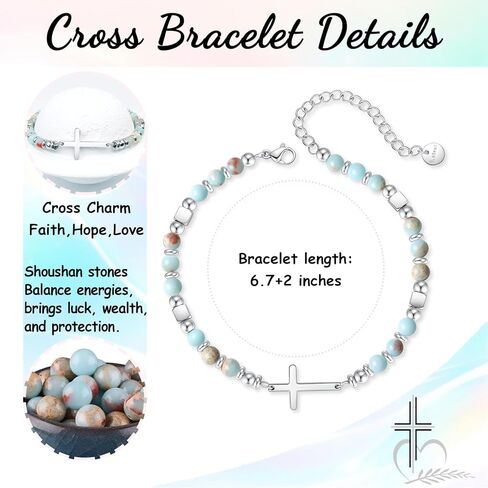 Cross Bracelet for Women, Christian Gifts for Women Her Confirmation Baptism Easter Gifts, Unique Gift for Friends Daughter Mom Sister in Christ Niece on Birthday Christmas in Saudi Arabia