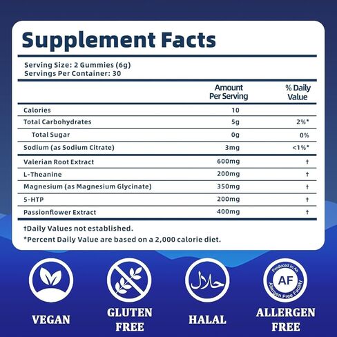 Radiya Natural Sleep Aid Gummies - Effective Melatonin 6 mg Fall Asleep Quickly and Gently in 30 Minutes - Sleep+ Gummies for Adults a Restful Night's Sleep - 60 Count (1pc) in Saudi Arabia
