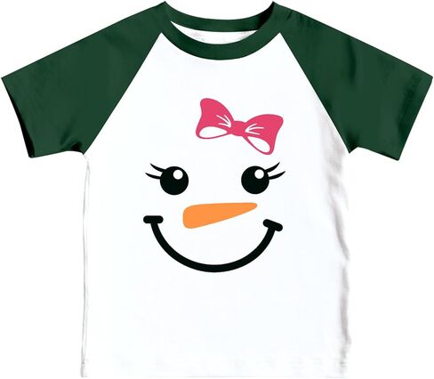 Toddler Christmas Shirts for Kids Cute Snowman Raglan T-Shirts Boys Girls Patchwork Xmas Holiday Tee in Saudi Arabia