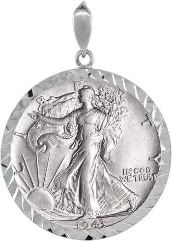 Sterling Silver Diamond Cut Half Dollar Bezel 30 mm Coins Prong Back 50 Cent Coin NOT Included in Saudi Arabia
