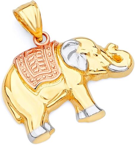 14k REAL Tri Color Gold Elephant Charm Pendant in Saudi Arabia
