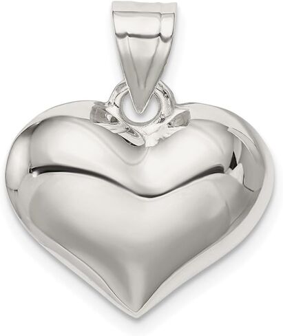 925 Sterling Silver Puffed Heart Charm Pendant (L- 0.87 Inch, W- 0.71 Inch) in Saudi Arabia