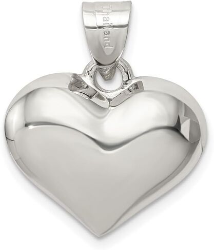 925 Sterling Silver Puffed Heart Charm Pendant (L- 0.87 Inch, W- 0.71 Inch) in Saudi Arabia