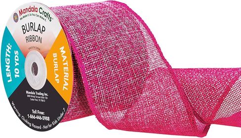 Mandala Crafts Pink Burlap Wired Ribbon 1 Inches Wide Jute Ribbons for Crafts - 10 Yds Roll Rustic Burlap Wrap Trim Ribbons for Wreaths Bows Party Decoration in Kuwait