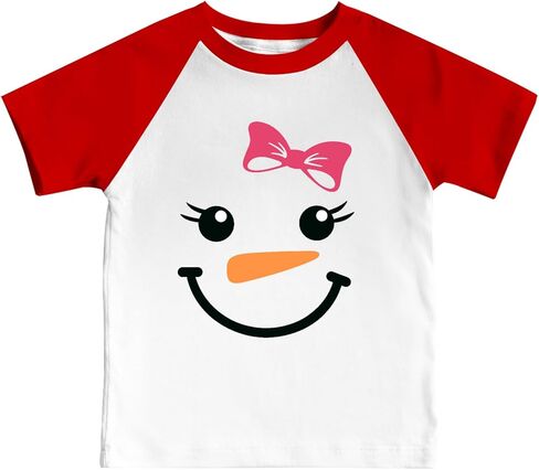Toddler Christmas Shirts for Kids Cute Snowman Raglan T-Shirts Boys Girls Patchwork Xmas Holiday Tee in Saudi Arabia