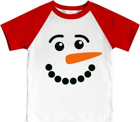 Toddler Christmas Shirts for Kids Cute Snowman Raglan T-Shirts Boys Girls Patchwork Xmas Holiday Tee in Saudi Arabia