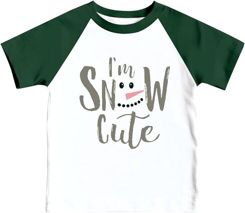 Toddler Christmas Shirts for Kids Cute Snowman Raglan T-Shirts Boys Girls Patchwork Xmas Holiday Tee in Saudi Arabia