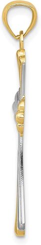 Diamond2Deal 14K Yellow Gold Diamond-cut Rhodium Plated Religious Crucifix Cross Pendant 33mm in Saudi Arabia