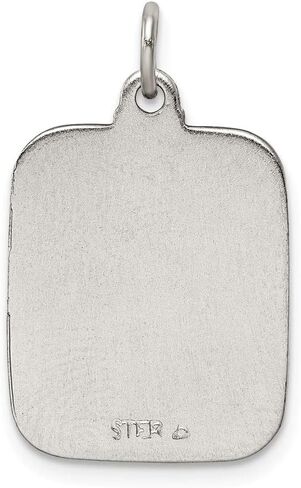 Solid 925 Sterling Silver Blue Enamel Square St. Christopher Medal Pendant (0.59 x 0.98 Inches) in Saudi Arabia