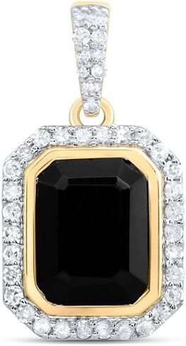 10k Yellow Gold 1/4 CTW Natural Diamond 9X7 MM Emerald Onyx Black Pendant 1.05 Grams in Saudi Arabia
