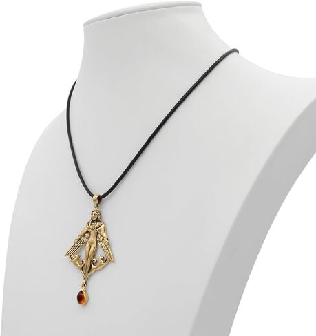 Dryad Design Bronze Freya Pendant with Amber Gemstone - Norse Goddess Freyja Jewelry 2 1/8 inches (5.4 cm) in Saudi Arabia