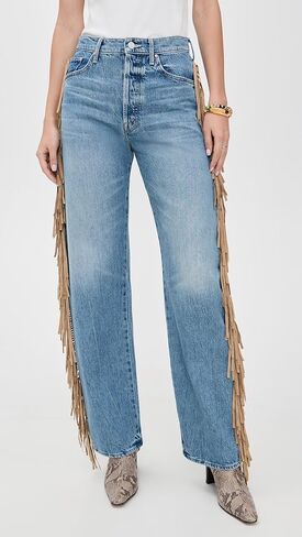 MOTHER Women's Fringe Half Pipe Button Sneak Jeans in Saudi Arabia