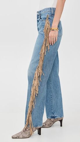 MOTHER Women's Fringe Half Pipe Button Sneak Jeans in Saudi Arabia