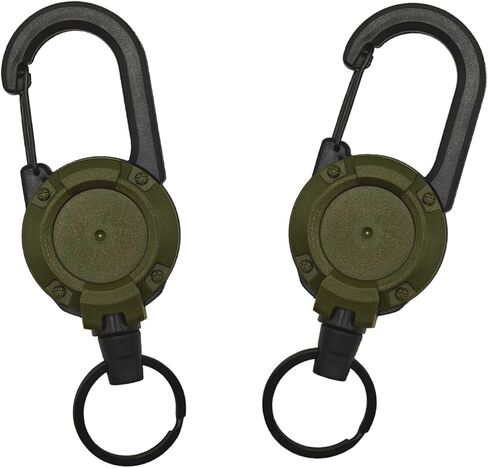 Heavy Duty Retractable Keychain, Carabiner Badge Holder, Tactical ID Badge Holder Reel Carabiner Clip with Magnetic Closure, Upgraded 60cm Stainless Steel for Men and Women, Green in Saudi Arabia