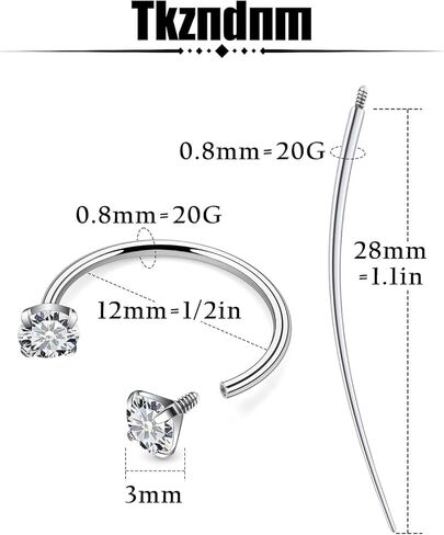 F136 Titanium 20/18/16/14g 8/10/12mm Horseshoe Nose Lip Septum Piercings Rings Cartilage Helix Tragus Daith Earrings Jewelry for Women Men in Saudi Arabia