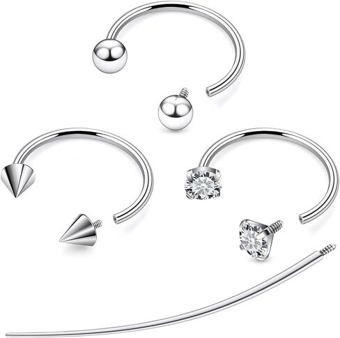 F136 Titanium 20/18/16/14g 8/10/12mm Horseshoe Nose Lip Septum Piercings Rings Cartilage Helix Tragus Daith Earrings Jewelry for Women Men in Saudi Arabia