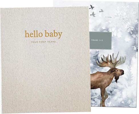 Peachly Unisex Baby Memory Book | Minimalist First Year Keepsake for Milestones | Simple Scrapbook Baby Books for Boy or Girl | 60 Pages Natural Linen - Olive, 9.75 inches x 11.25 inches in Kuwait
