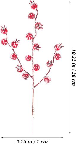 TEHAUX 10pcs Snow Frosted Red Berry Stems, Artificial Christmas Berry Picks10 Inch - Holly Branches Fillers for Banquet Wedding Xmas Tree, DIY Wreaths Winter Decorations (Red) in Saudi Arabia