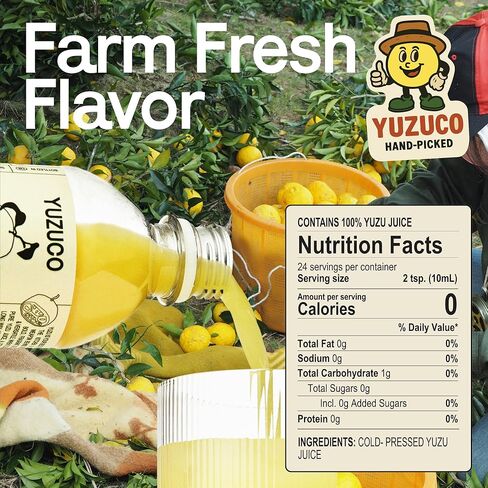 YUZUCO 100% Yuzu Juice - 8oz (236ml) - Premium Japanese Yuzu - Loved by Michelin Star Chefs and Mixologists - Never Heat-Treated for Maximum Flavor and Aroma - Bottled in California in Saudi Arabia